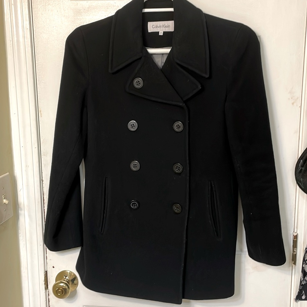 Calvin Klein black pea coat.
